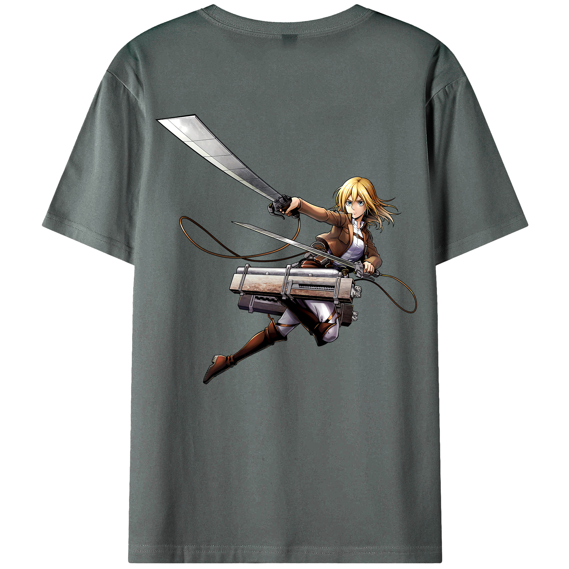 （画像用） 進撃の巨人 クリスタ·レンズ Attack on Titan Christa Lenz 綿100％ メンズ半袖Tシャツ（バックプリント） 通気性